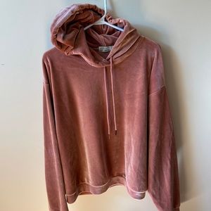 Pink velvet hoodie